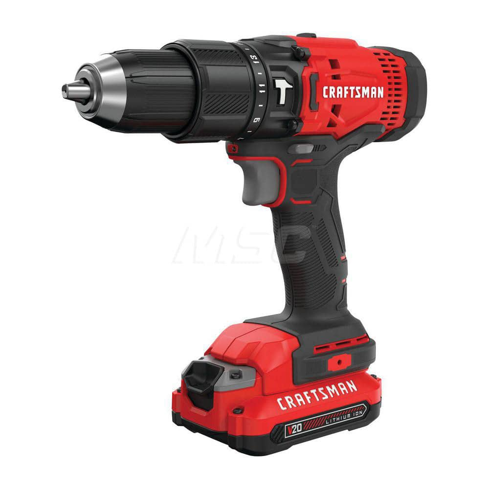 Cordless Hammer Drill: 20V, 1/2″ Chuck, 25,500 BPM, 1,500 RPM Keyless Chuck, Reversible, 2 Lithium-ion, Charger Included