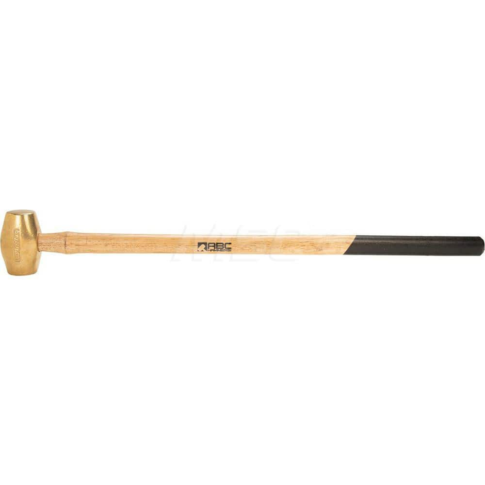 6 lb Brass Sledge Hammer, Non-Sparking, Non-Marring, 2 ™ Face Diam, 4-1/2 ™ Head Length, 35 ™ OAL, 32 ™ Wood Handle, Double Faced