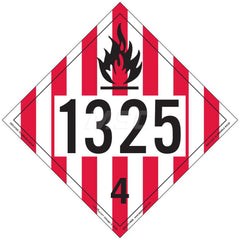 DOT Placards & Holders; Type: Placard; Legend: Flammable Solid; Legend: Flammable Solid; Material: Vinyl; Message or Graphic: Flammable Solid; Legend Color: Red; Material: Vinyl; Compliance Specifications: DOT 49 CFR 172.519; Placard Coating: UV; Language