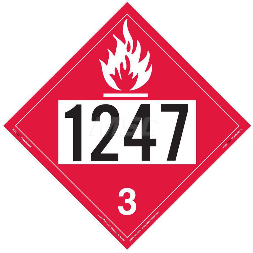 DOT Placards & Holders; Type: Placard; Legend: Flammable Liquid; Legend: Flammable Liquid; Material: Vinyl; Message or Graphic: Flammable Liquid; Legend Color: Red; Material: Vinyl; Compliance Specifications: DOT 49 CFR 172.519; Placard Coating: UV; Langu