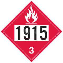 DOT Placards & Holders; Type: Placard; Legend: Flammable Liquid; Legend: Flammable Liquid; Material: Vinyl; Message or Graphic: Flammable Liquid; Legend Color: Red; Material: Vinyl; Compliance Specifications: DOT 49 CFR 172.519; Placard Coating: UV; Langu