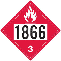 DOT Placards & Holders; Type: Placard; Legend: Flammable Liquid; Legend: Flammable Liquid; Material: Vinyl; Message or Graphic: Flammable Liquid; Legend Color: Red; Material: Vinyl; Compliance Specifications: DOT 49 CFR 172.519; Placard Coating: UV; Langu