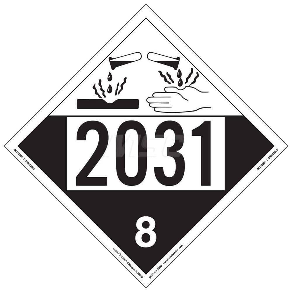 DOT Placards & Holders; Type: Placard; Legend: Corrosive; Legend: Corrosive; Material: Vinyl; Message or Graphic: Corrosive; Legend Color: Black; Material: Vinyl; Compliance Specifications: DOT 49 CFR 172.519; Placard Coating: UV; Language: English; Langu