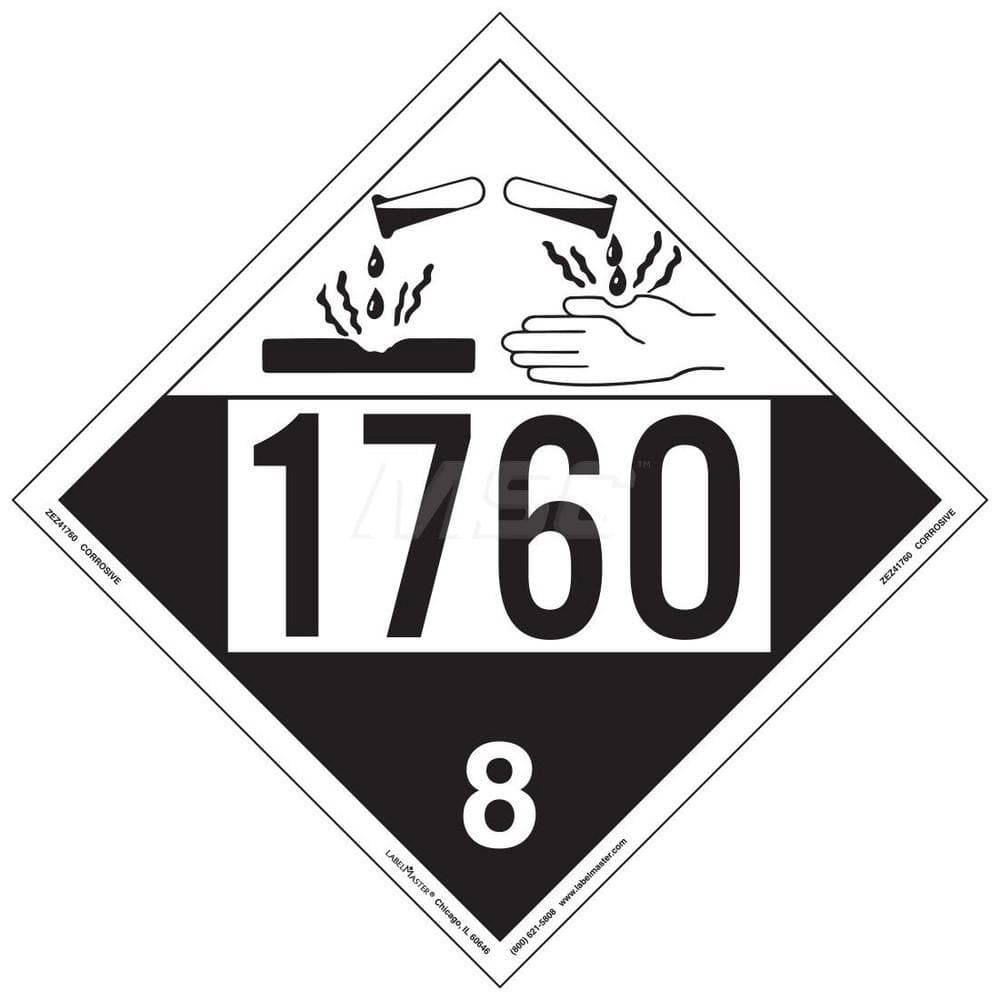 DOT Placards & Holders; Type: Placard; Legend: Corrosive; Legend: Corrosive; Material: Vinyl; Message or Graphic: Corrosive; Legend Color: Black; Material: Vinyl; Compliance Specifications: DOT 49 CFR 172.519; Placard Coating: UV; Language: English; Langu