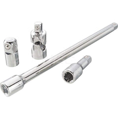 Socket Extension Sets; Tool Type: Extension Bar; Drive Size (Inch): 1/4; Number of Pieces: 3.000; Lengths Included (Inch): 1-1/2, 3, 6; Finish/Coating: Polished Chrome