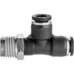 Value Collection - 1/2" OD, NPT Male, Nylon Push-to-Connect Male Run Tee - 150 Max psi, Black - Caliber Tooling