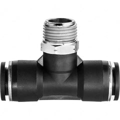 Value Collection - 10mm OD, NPT Male, Nylon Push-to-Connect Male Branch Tee - 150 Max psi, Black - Caliber Tooling