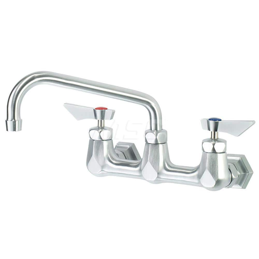 Industrial & Laundry Faucets; Type: Wall Mount Faucet; Style: Wall Mount; Design: Wall Mount; Handle Type: Lever; Spout Type: Swing Spout/Nozzle; Mounting Centers: 8; Spout Size: 8; Finish/Coating: Chrome Plated Satin; Type: Wall Mount Faucet