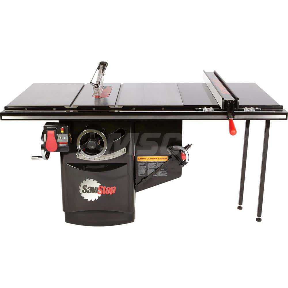 Table Saws; Blade Diameter (Inch): 10; Arbor Diameter (Inch): 5/8; Rip Capacity: 36 in; Maximum Cutting Depth (Inch): 3-1/8; Phase: 3; Horse Power: 5; Table Depth: 30 in; Maximum Speed: 4000 RPM; Amperage: 12; Voltage: 230; Maximum Rip to Left of Blade (I