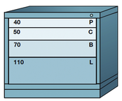 Desk-Standard Cabinet - 4 Drawers - 30 x 28-1/4 x 26-7/8" - Single Drawer Access - Caliber Tooling