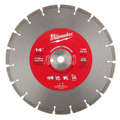 Wet & Dry Cut Saw Blade: 14″ Dia, 1″ Arbor Hole, 1/8″ Kerf Width Use on Cured Concrete, Stone, Brick & Block, Standard Arbor