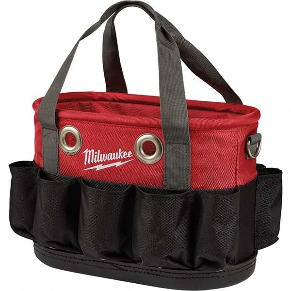 Milwaukee Tool - 24 Pocket, Ballistic Nylon, Black/Red Tool Bag - Caliber Tooling