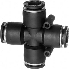 Value Collection - 3/8" OD, Nylon Push-to-Connect Union Cross - 150 Max psi, Black - Caliber Tooling