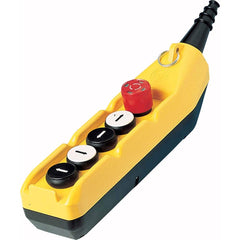 Automation Systems Interconnect - Pushbutton Switch Accessories; Switch Accessory Type: Pushbutton Operator; Emergency Stop ; For Use With: Hoists; Cranes ; Pushbutton Type: Flush ; Pushbutton Shape: Round ; Color: Yellow ; Operator Illumination: NonIllu - Exact Industrial Supply