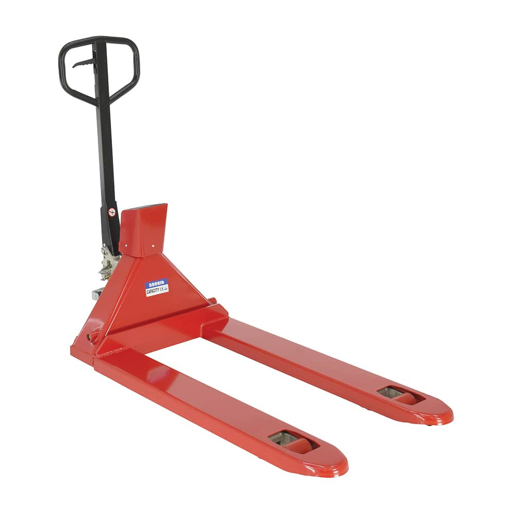 Vestil - Pallet Trucks/Jacks; Type: Scale Pallet Truck ; Load Capacity (Lb.): 5000.000 ; Overall Width (Inch): 27-1/2 ; Length of Forks (Inch): 46 ; Fork Width (Inch): 27 ; Low Height (Inch): 7 - Exact Industrial Supply