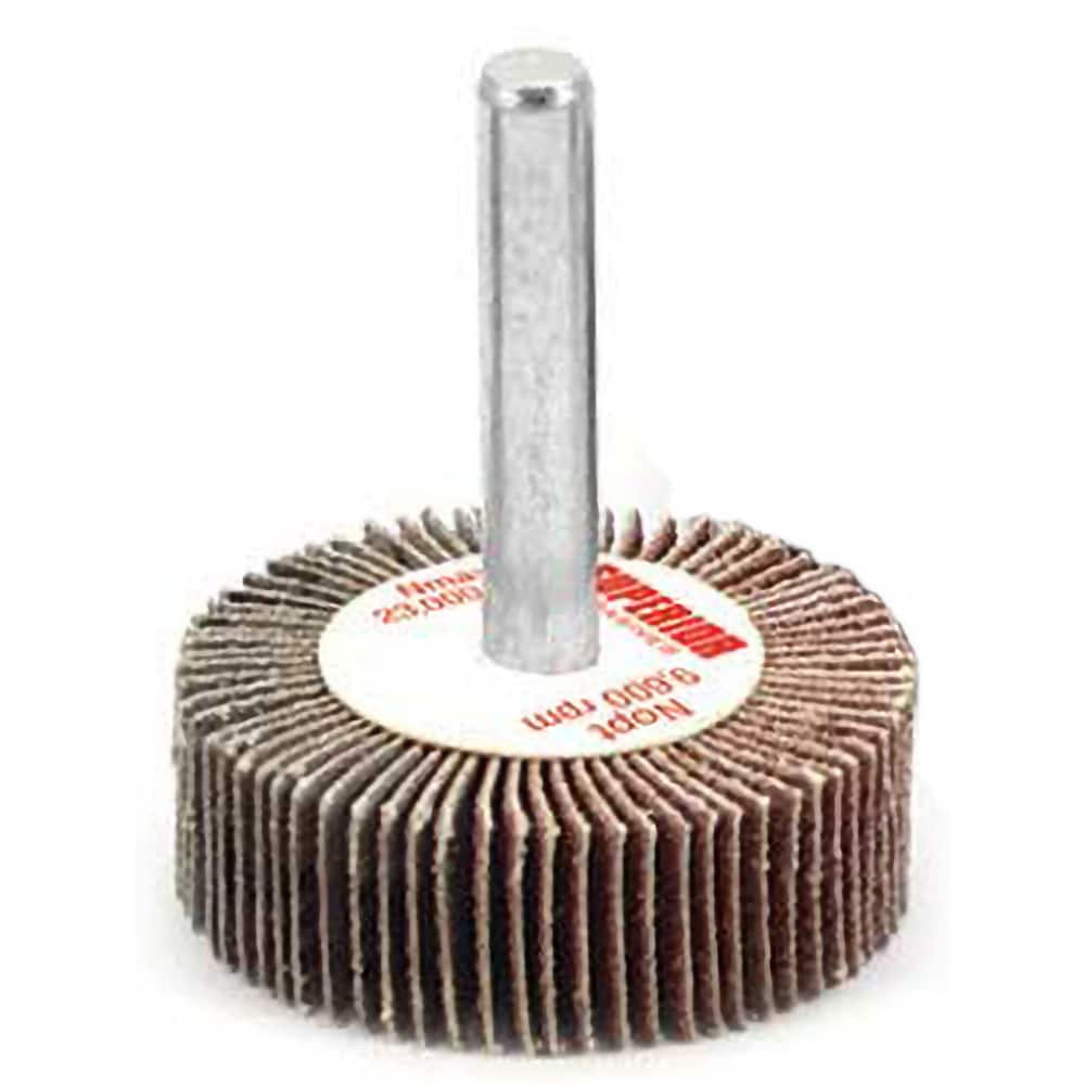 Superior Abrasives - Mounted Flap Wheels; Abrasive Type: Coated ; Outside Diameter (Inch): 2 ; Face Width (Inch): 1/2 ; Abrasive Material: Aluminum Oxide ; Grit: 60 ; Mounting Type: 1/4" Shank - Exact Industrial Supply