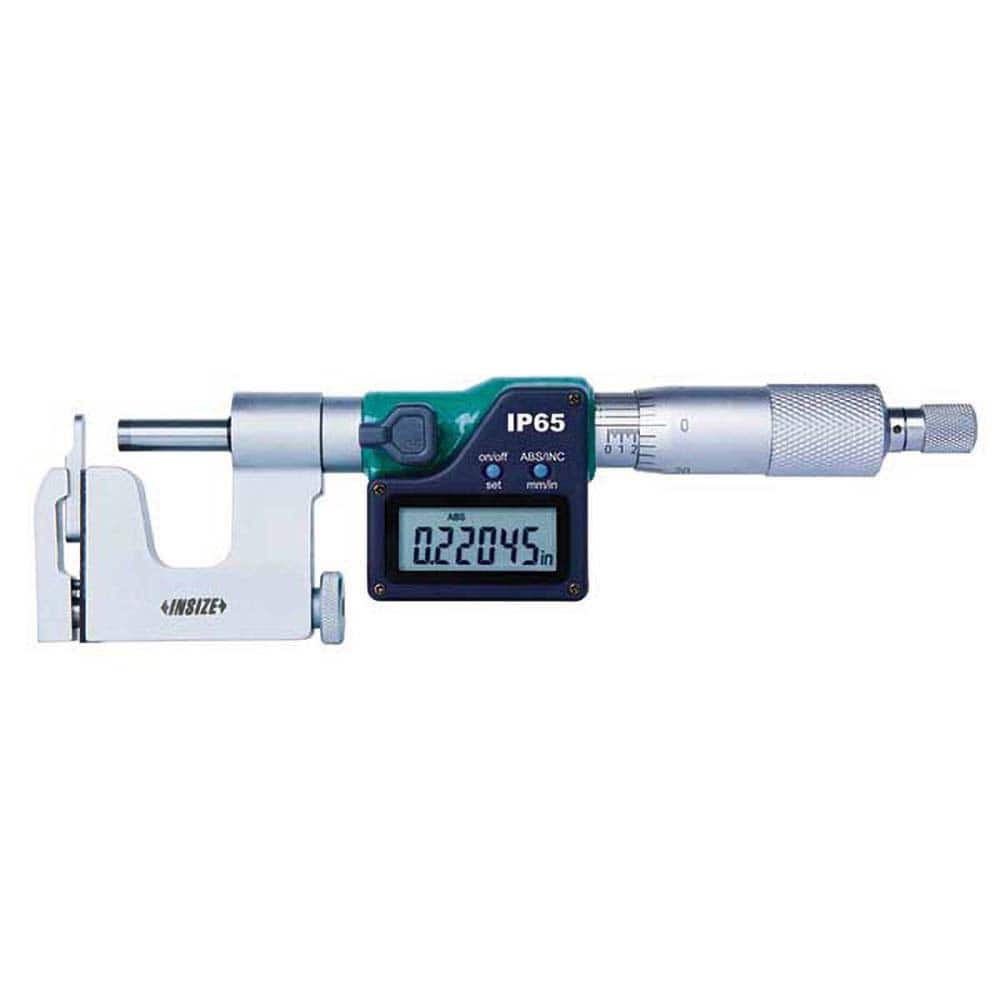 Insize USA LLC - Interchangeable-Anvil Micrometers; Operation Type: Electronic ; Minimum Measurement (mm): 0.00 ; Minimum Measurement (Decimal Inch): 0.0000 ; Digital Counter: No ; Maximum Measurement (Decimal Inch): 1.0000 ; Maximum Measurement (mm): 25 - Exact Industrial Supply