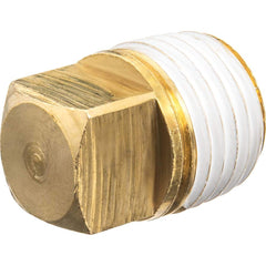 USA Sealing - Brass & Chrome Pipe Fittings; Type: Hollow Square Head Plug ; Fitting Size: 3 ; End Connections: MNPT w/Thread Sealant ; Material: Brass ; Pressure Rating (psi): 125 ; Finish/Coating: Uncoated - Exact Industrial Supply