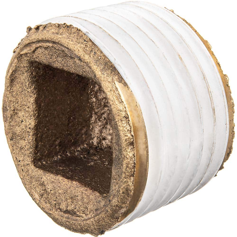 USA Sealing - Brass & Chrome Pipe Fittings; Type: Square Socket Plug ; Fitting Size: 1-1/4 ; End Connections: MNPT w/Thread Sealant ; Material: Brass ; Pressure Rating (psi): 125 ; Finish/Coating: Uncoated - Exact Industrial Supply