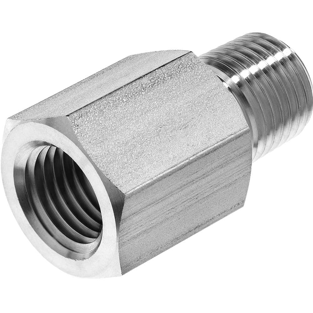 USA Sealing - Stainless Steel Pipe Fittings; Type: Adapter ; Fitting Size: 1/8 x 1/8 ; End Connections: FBSPT x MNPT ; Material Grade: 316 ; Pressure Rating (psi): 6500 - Exact Industrial Supply