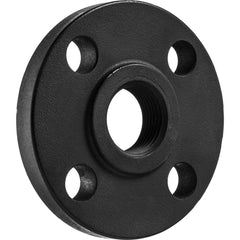 USA Sealing - Black & Galvanized Flanges; Style: Threaded ; Pipe Size: 1-1/2 (Inch); Outside Diameter (Inch): 5 ; Distance Across Bolt Hole Centers: 3-7/8 (Inch); Pressure Rating (psi): 150 ; Number of Holes: 4.000 - Exact Industrial Supply