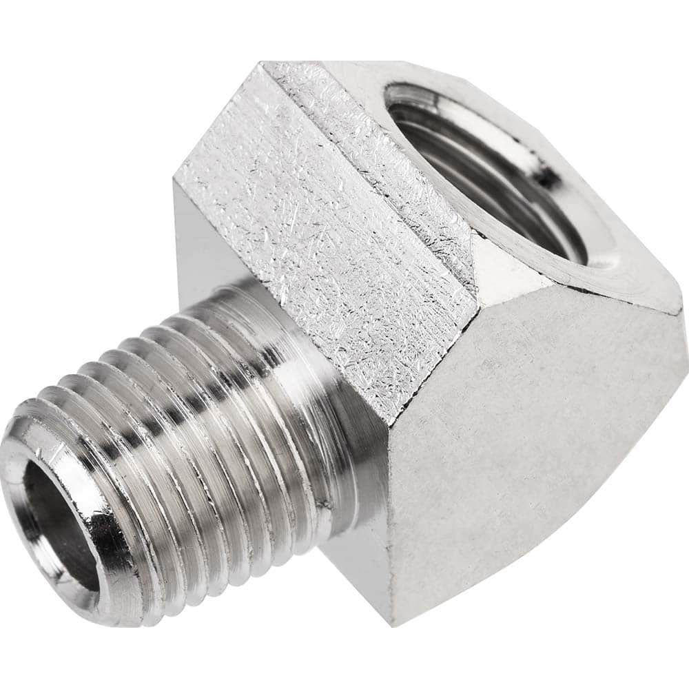 USA Sealing - Brass & Chrome Pipe Fittings; Type: 45 Elbow ; Fitting Size: 3/8 x 3/8 ; End Connections: FNPTF x MNPTF ; Material: Brass ; Pressure Rating (psi): 1000 ; Finish/Coating: Nickel Plated - Exact Industrial Supply