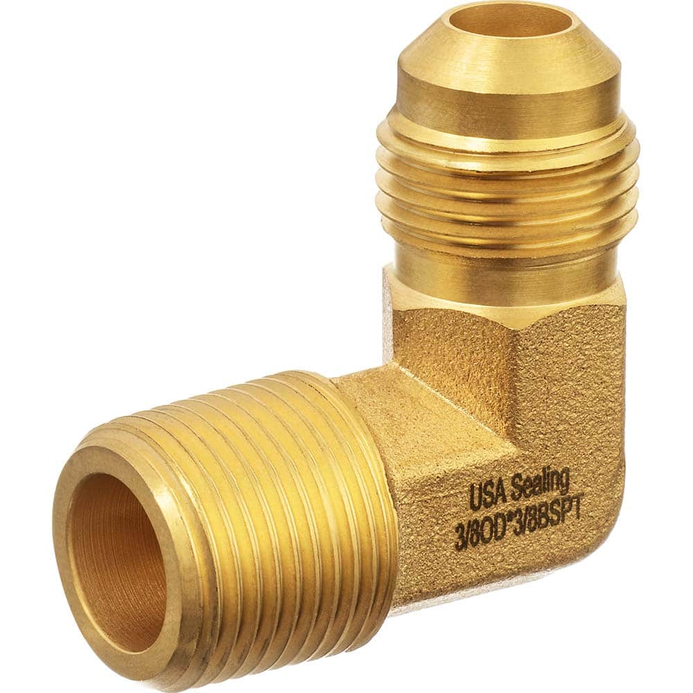 USA Sealing - Metal Flared Tube Fittings; Type: 90 Elbow ; Flared Degrees: 45 ; End Connections: Male JIC x MBSPT ; Thread Size: 1/8 ; Tube Outside Diameter (Inch): 1/4 ; Thread Type: Male BSPT - Exact Industrial Supply