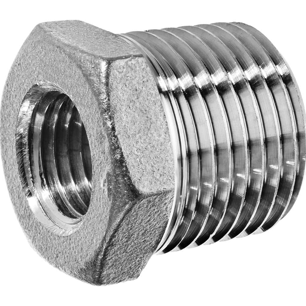 USA Sealing - Aluminum Pipe Fittings; Type: Hex Bushing ; Fitting Size: 1/4 x 1/8 ; End Connections: MNPT x FNPT ; Material Grade: Class 150 ; Pressure Rating (psi): 150 - Exact Industrial Supply