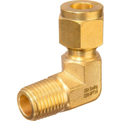 USA Sealing - Metal Compression Tube Fittings; Type: Elbow ; End Connections: Tube OD x Male BSPT ; Tube Outside Diameter (Inch): 3/8 ; Thread Size: 3/8 ; Material: Brass ; Compression Style: Double Ferrule - Exact Industrial Supply