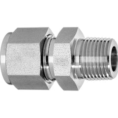 USA Sealing - Metal Compression Tube Fittings; Type: Male Straight Fitting ; End Connections: Tube OD x Male NPT ; Tube Outside Diameter (Inch): 1/2 ; Thread Size: 3/8 ; Material: Steel - Exact Industrial Supply