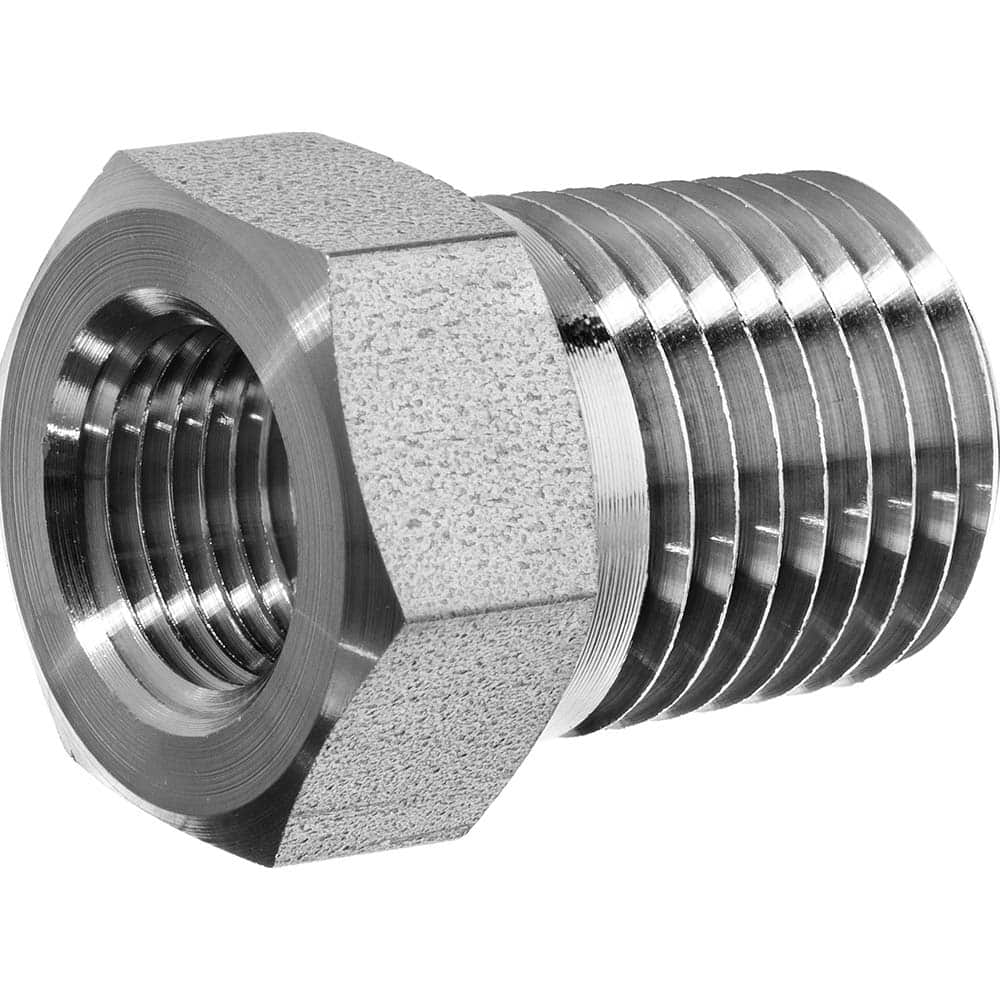 USA Sealing - Stainless Steel Pipe Fittings; Type: Hex Bushing ; Fitting Size: 3/8 x 1/4 ; End Connections: MNPT x FNPT ; Material Grade: 304 ; Pressure Rating (psi): 6200 - Exact Industrial Supply