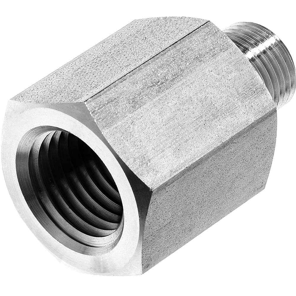 USA Sealing - Stainless Steel Pipe Fittings; Type: Reducing Adapter ; Fitting Size: 3/8 x 1/8 ; End Connections: FNPT x MNPT ; Material Grade: 304 ; Pressure Rating (psi): 4900 - Exact Industrial Supply