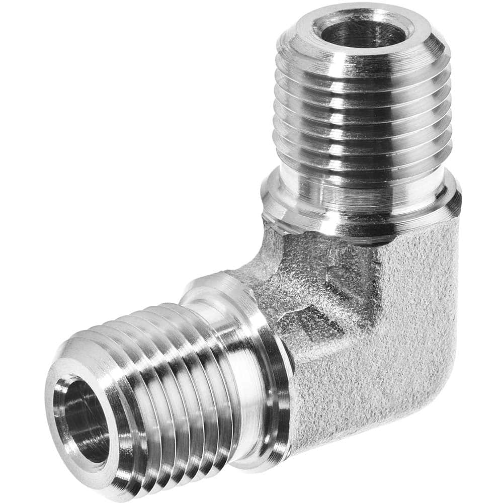 USA Sealing - Stainless Steel Pipe Fittings; Type: Elbow ; Fitting Size: 1/8 x 1/8 ; End Connections: MNPT x MNPT ; Material Grade: 304 ; Pressure Rating (psi): 9400 - Exact Industrial Supply