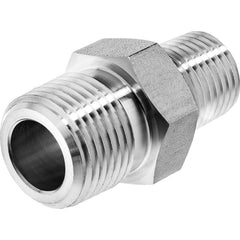 USA Sealing - Stainless Steel Pipe Fittings; Type: Reducing Hex Nipple ; Fitting Size: 3/8 x 1/8 ; End Connections: MNPT x MNPT ; Material Grade: 304 ; Pressure Rating (psi): 7300 - Exact Industrial Supply