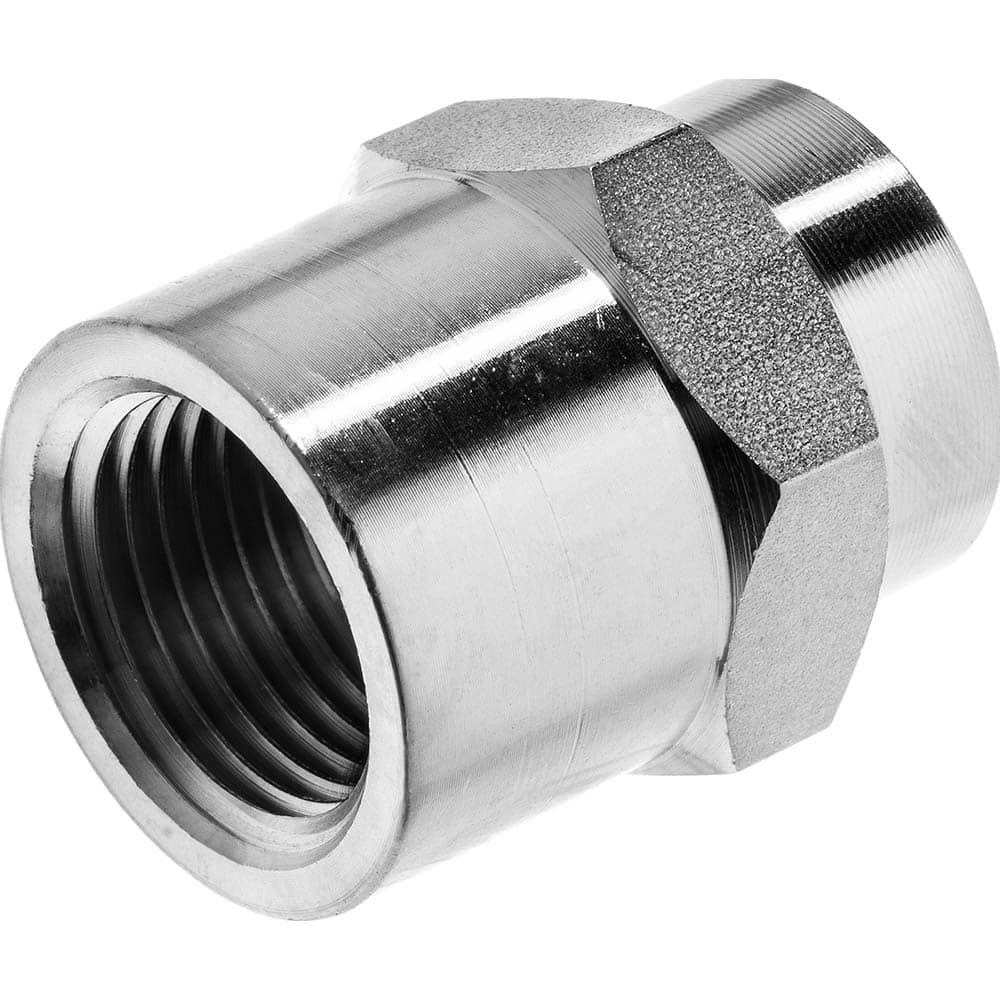 USA Sealing - Stainless Steel Pipe Fittings; Type: Reducing Hex Coupling ; Fitting Size: 1/2 x 1/8 ; End Connections: FNPT x FNPT ; Material Grade: 304 ; Pressure Rating (psi): 4600 - Exact Industrial Supply