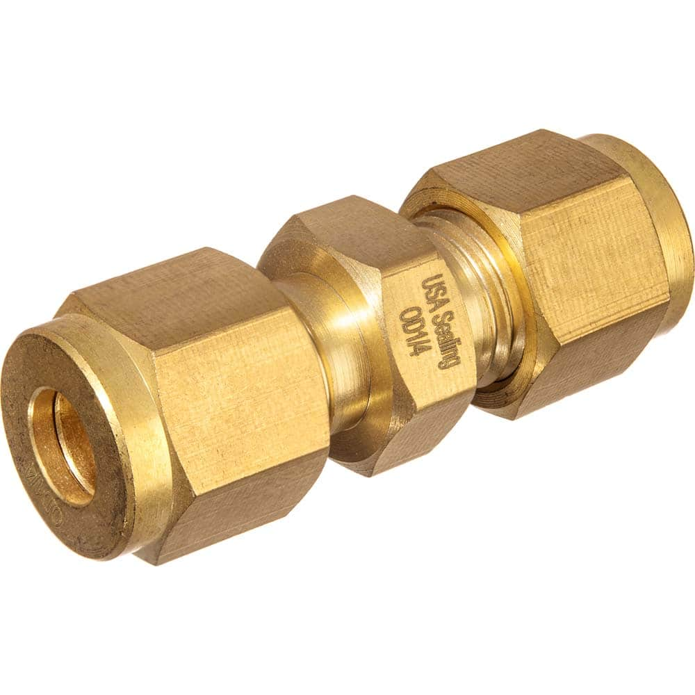 USA Sealing - Metal Compression Tube Fittings; Type: Union ; End Connections: Tube OD x Tube OD ; Tube Outside Diameter (mm): 12 ; Thread Size: None ; Material: Brass ; Compression Style: Double Ferrule - Exact Industrial Supply