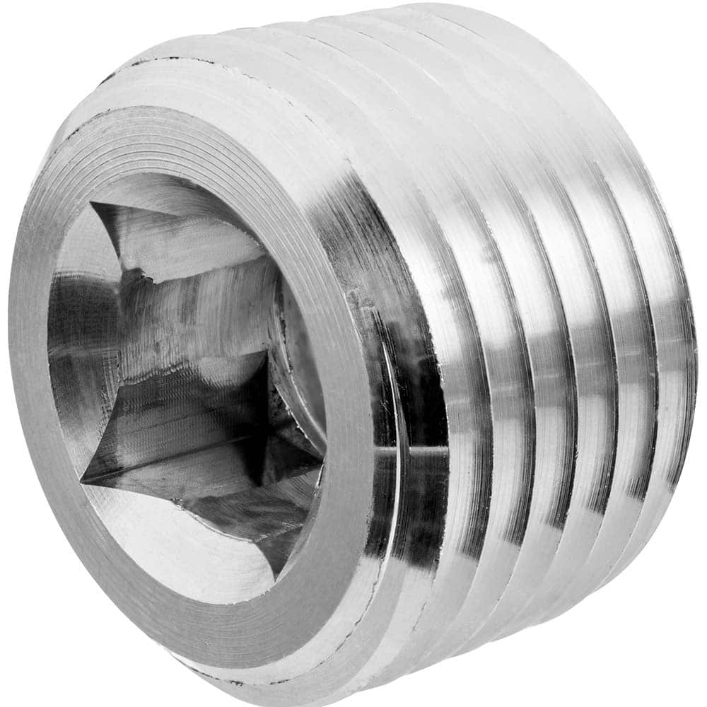 USA Sealing - Aluminum Pipe Fittings; Type: Square Socket Plug ; Fitting Size: 1/2 ; End Connections: MNPT ; Material Grade: Class 150 ; Pressure Rating (psi): 150 - Exact Industrial Supply