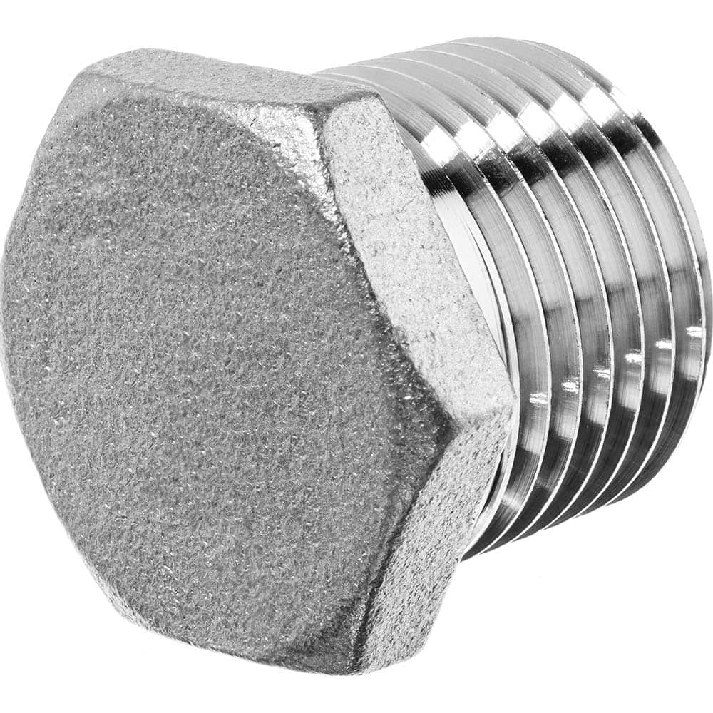 USA Sealing - Stainless Steel Pipe Fittings; Type: Hex Head Plug ; Fitting Size: 1/2 ; End Connections: MNPT ; Material Grade: 304 ; Pressure Rating (psi): 7200 - Exact Industrial Supply