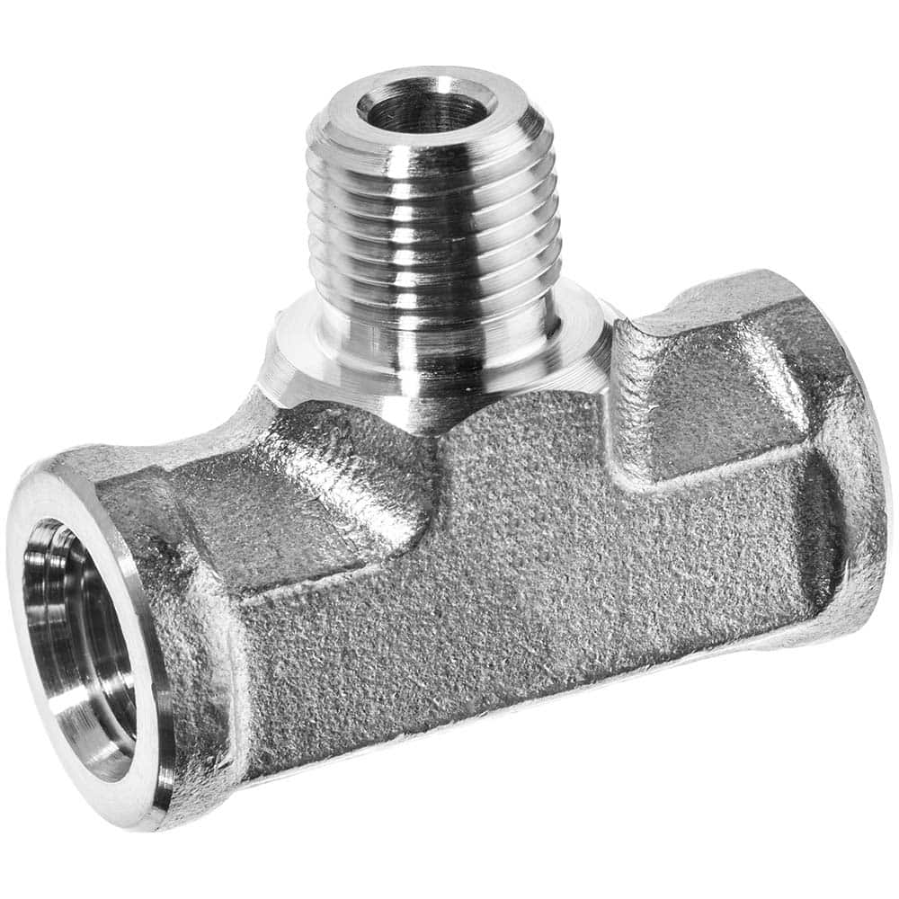 USA Sealing - Stainless Steel Pipe Fittings; Type: Branch Tee ; Fitting Size: 3/8 x 3/8 x 3/8 ; End Connections: FNPT x FNPT x MNPT ; Material Grade: 304 ; Pressure Rating (psi): 7300 - Exact Industrial Supply