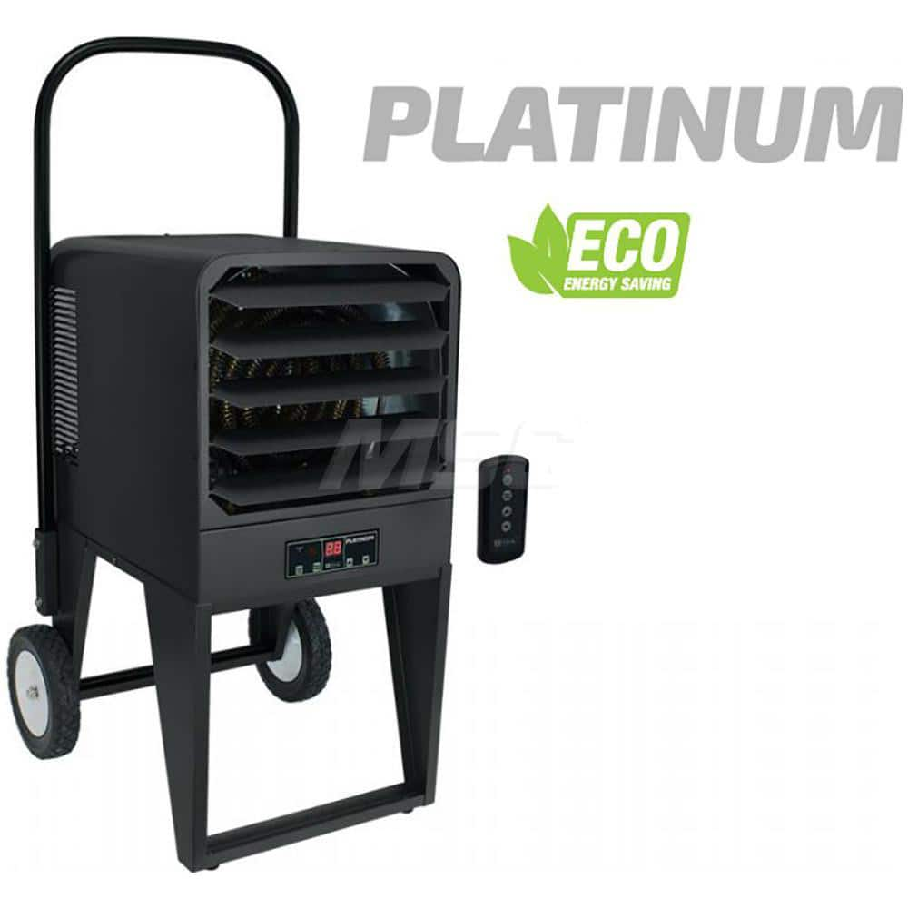 Electric Forced Air Heaters; Heater Type: Portable Unit; Maximum BTU Rating: 34121; Voltage: 208V; Phase: 3; Wattage: 10000; Overall Length (Inch): 41-1/4; Overall Length (Decimal Inch): 41.2500; Overall Width (Inch): 19; Overall Width (Decimal Inch - 4 D