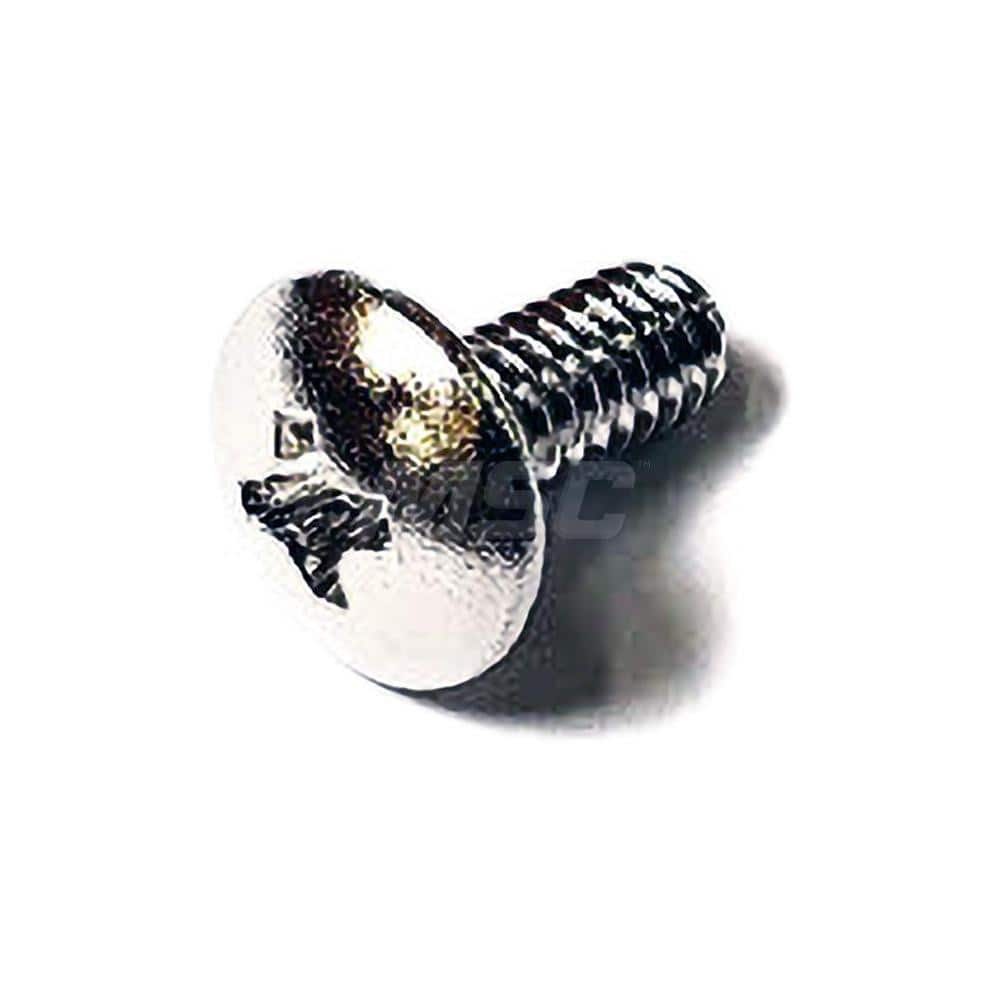 Machine Screw: 1/4-20 x 1″, Round Head, Phillips Stainless Steel, NL-19 Finish, Grade 18-8, ANSI B18.6.3