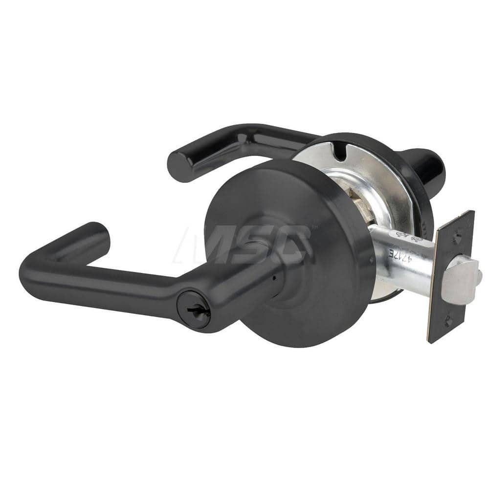 Lever Locksets; Type: Cylindrical Lock; Key Type: Keyed Different; Strike Type: Curved Lip Strike; Finish/Coating: Matte Black; Material: Metal; Material: Metal; Door Thickness: 1.75 in; Backset: 2.75 in; Cylinder Type: Schlage C Keyway; Minimum Order Qua