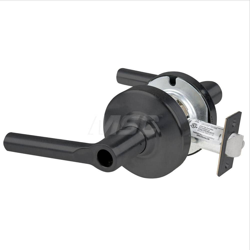 Lever Locksets; Type: Cylindrical Lock; Key Type: Keyless; Strike Type: Curved Lip Strike; Finish/Coating: Matte Black; Material: Metal; Material: Metal; Door Thickness: 1.75 in; Backset: 2.75 in; Cylinder Type: No Keyway; Minimum Order Quantity: Metal; M