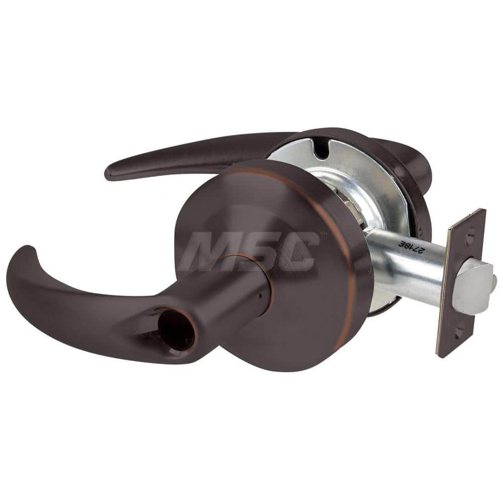 Lever Locksets; Type: Cylindrical Lock; Key Type: Keyless; Strike Type: Curved Lip Strike; Finish/Coating: Aged Bronze; Material: Metal; Material: Metal; Door Thickness: 1.75 in; Backset: 2.75 in; Cylinder Type: No Keyway; Minimum Order Quantity: Metal; M