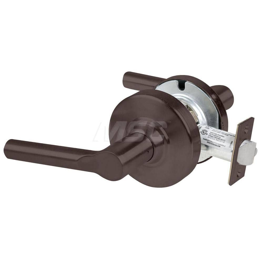 Lever Locksets; Type: Cylindrical Lock; Key Type: Keyless; Strike Type: Curved Lip Strike; Finish/Coating: Oil Rubbed Bronze; Material: Metal; Material: Metal; Door Thickness: 1.75 in; Backset: 2.75 in; Cylinder Type: No Keyway; Minimum Order Quantity: Me