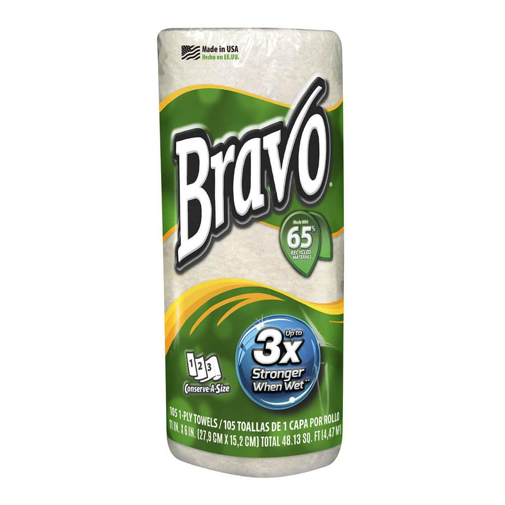 Paper Towels: Perforated Roll, Roll, 1 Ply, Recycled Fiber, Natural 11″ Wide