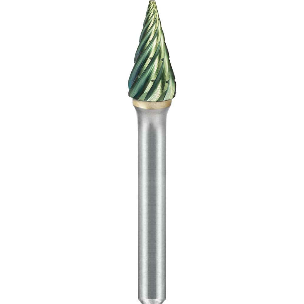 SGS Pro - SM-4, 3/8" Cut Diam, 1/4" Shank Length, NG6, Tungsten Carbide Pointed Cone Burr - Exact Industrial Supply