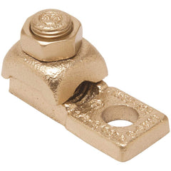 Burndy - Ring Terminals; Terminal Type: Rectangle ; Insulation Type: NonInsulated ; Connection Type: Lug ; Compatible Wire Size (AWG): 8-4 (Strand) ; Stud Size (Inch): 1/4 ; Color: Copper - Exact Industrial Supply