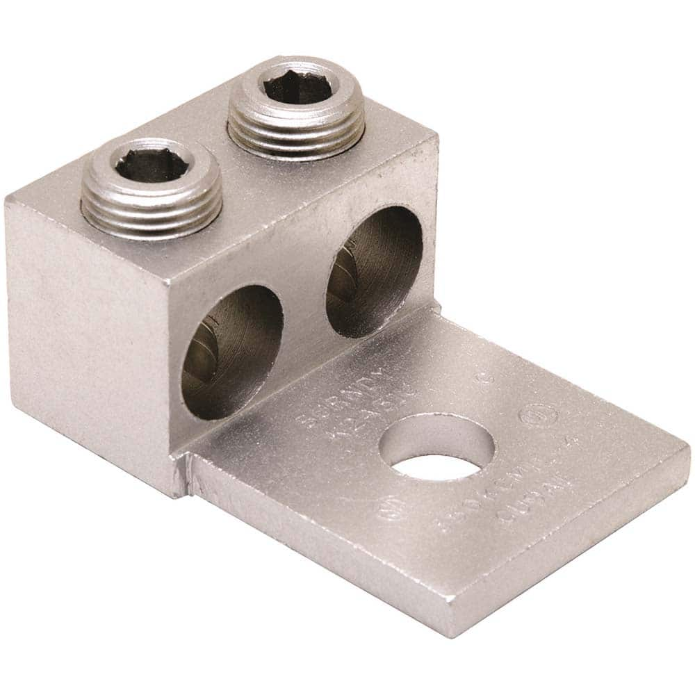 Burndy - Ring Terminals; Terminal Type: Rectangle ; Insulation Type: NonInsulated ; Connection Type: Lug ; Compatible Wire Size (AWG): 6 (Strand) ; Compatible Wire Size (kcmil): 350 ; Stud Size (Inch): 1/2 - Exact Industrial Supply