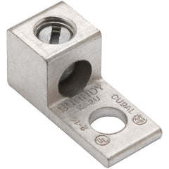 Burndy - Ring Terminals; Terminal Type: Rectangle ; Insulation Type: NonInsulated ; Connection Type: Lug ; Compatible Wire Size (AWG): 14-6 (Strand) ; Stud Size (Inch): 1/4 ; Color: Copper - Exact Industrial Supply